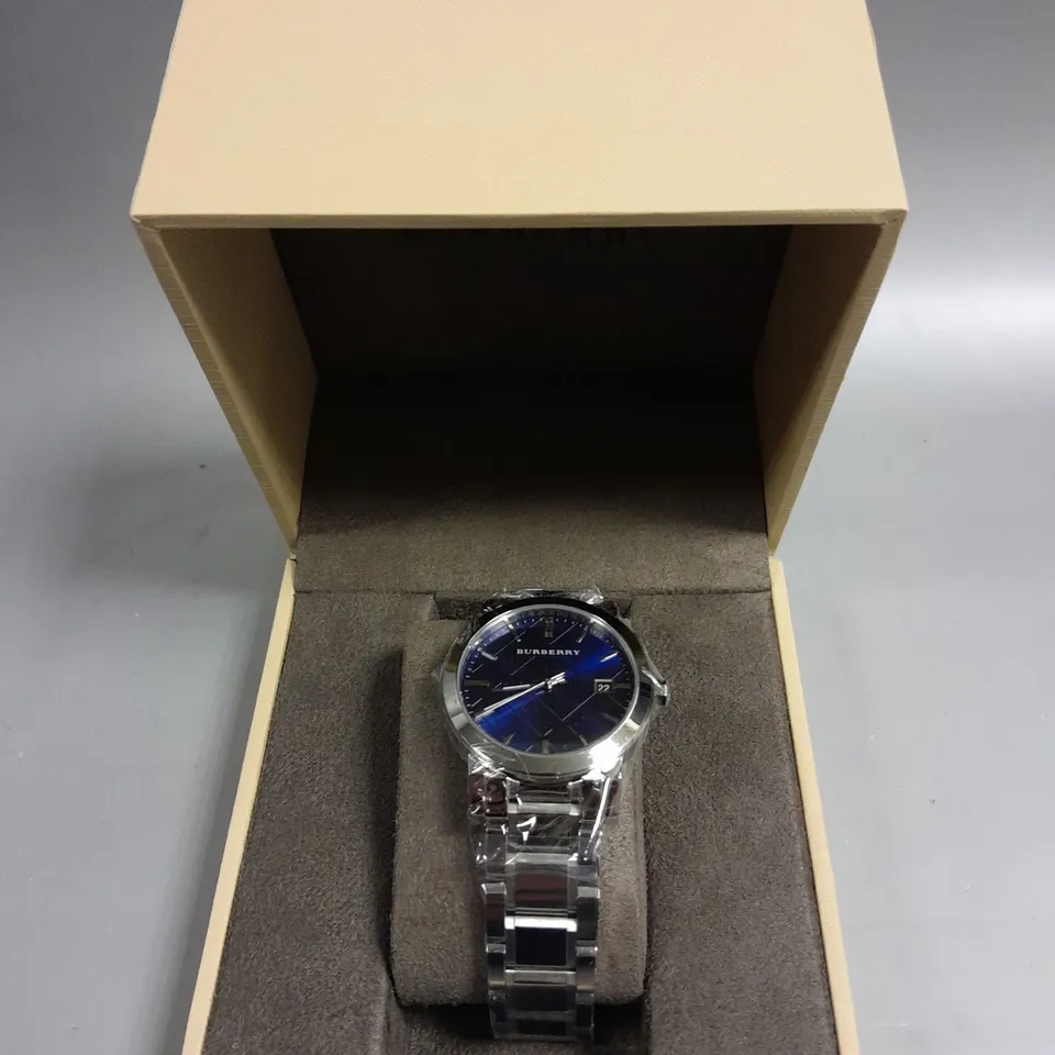 BURBERRY BLUE DIAL DARK GREY ION-PLATED MEN'S WATCH