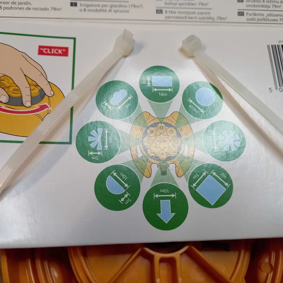 PACKAGED HOZELOCK 8 SPRAY PATTERN GARDEN SPRINKLER