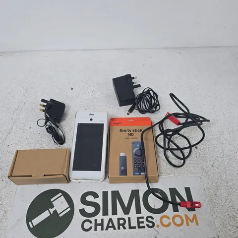 APPROXIMATELY 25 ASSORTED ITEMS INCLUDING DOJO A920, AMAZON FIRE STICK HD AND A TP LINK ROUTER
