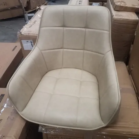 BOXED DANYL SET OF TWO CREAM PU LEATHER SWIVEL DINING CHAIRS (1 BOX)