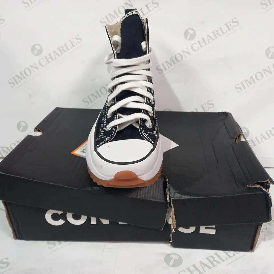 BOXED PAIR OF CONVERSE ALL STAR RUN STAR HIKE HI SHOES IN BLACK UK SIZE 8
