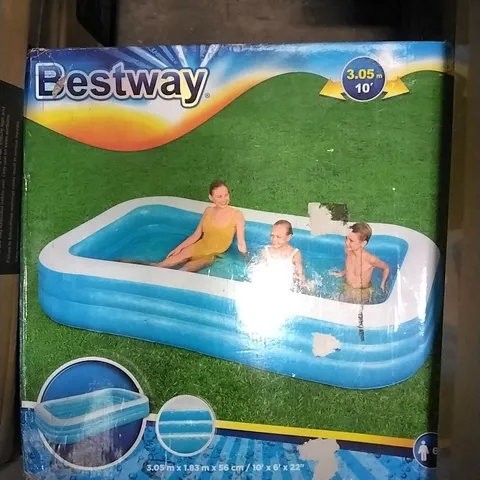 BOXED BESTWAY RECTANGLE CHILDREN'S 3 METRE SWIMMING POOL 