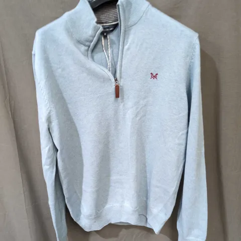 CREW CLOTHING COMPANY LIGHT BLUE QUARTER-ZIP FLEECE, SIZE M