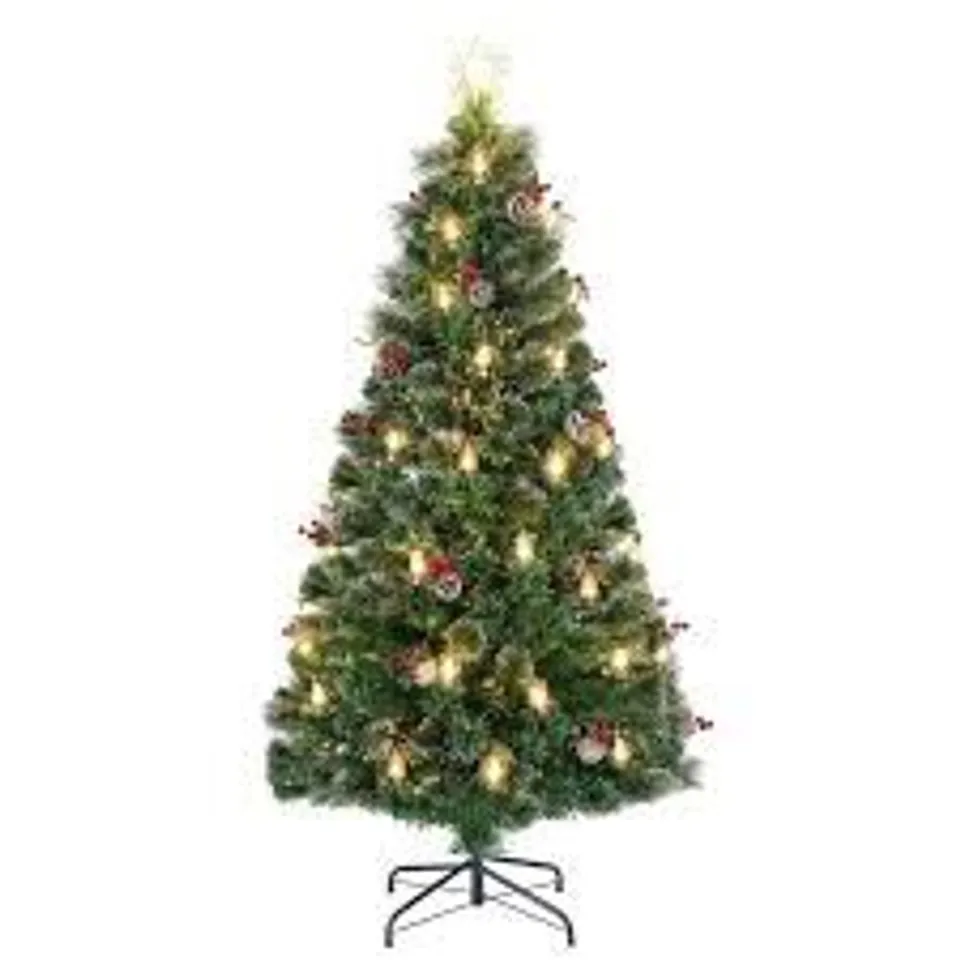 BOXED COSTWAY CHRISTMAS TREE ARTIFICIAL XMAS TREE WITH 8 LIGHTING