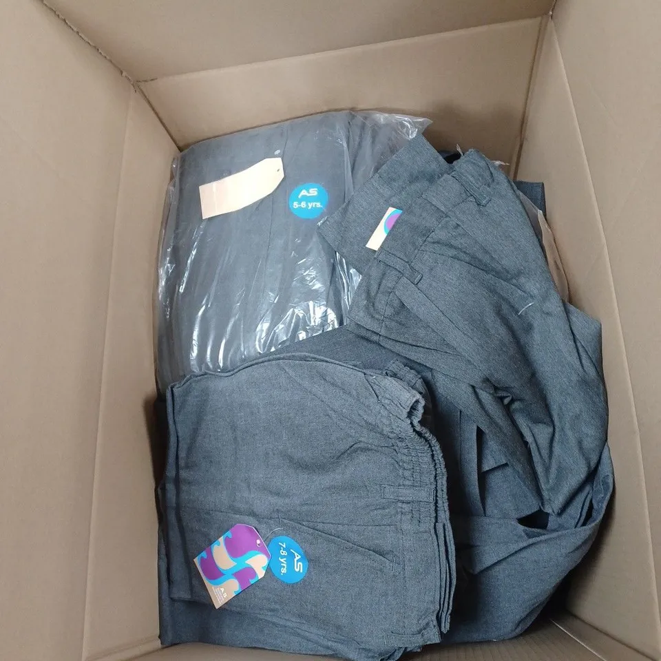 APPROXIMATELY 200 SCHOOL WEAR ITEMS TO INCLUDE DRESSES, TROUSERS AND SHORTS. VARIOUS COLOURS, SIZES AND STYLES
