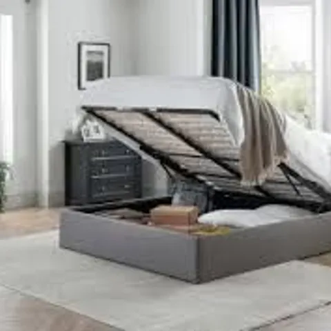 BOXED JULIAN BOWEN RIALTO 135cm LIFT-UP STORAGE BED - LIGHT GREY (2 BOXES)
