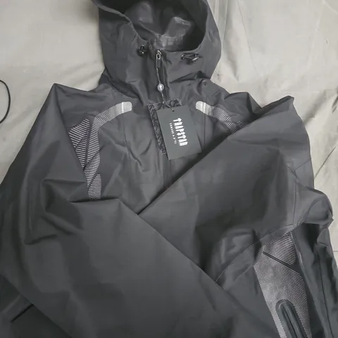 TRAPSTER BLACK HOODED JACKET WITH CHEST ZIP POCKET 