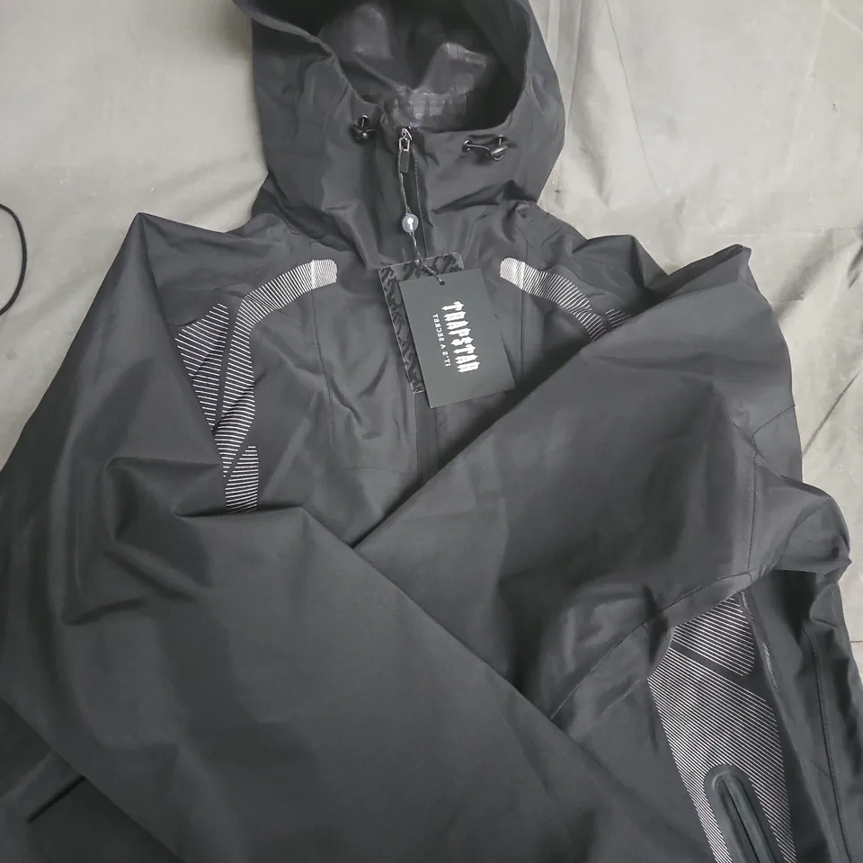 TRAPSTER BLACK HOODED JACKET WITH CHEST ZIP POCKET 