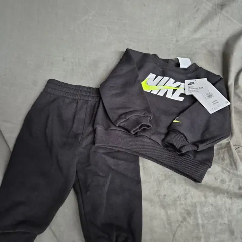 NIKE KIDS' 2-PIECE TRACKSUIT SET – BLACK WITH SWOOSH - AGED 9-12 MONTHS