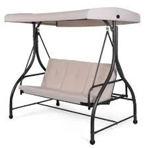 BOXED COSTWAY BEIGE 3 SEATER SWING CHAIR WITH ADJUSTABLE CANOPY