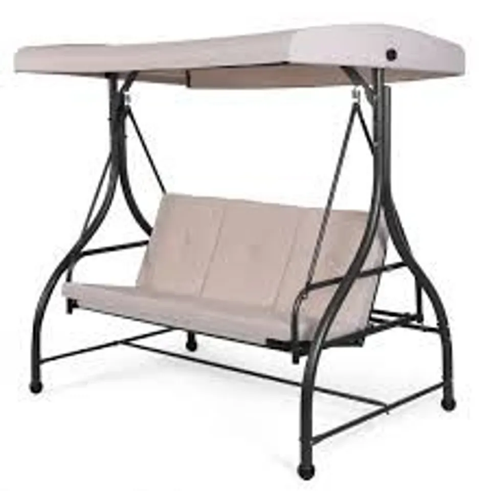 BOXED COSTWAY BEIGE 3 SEATER SWING CHAIR WITH ADJUSTABLE CANOPY