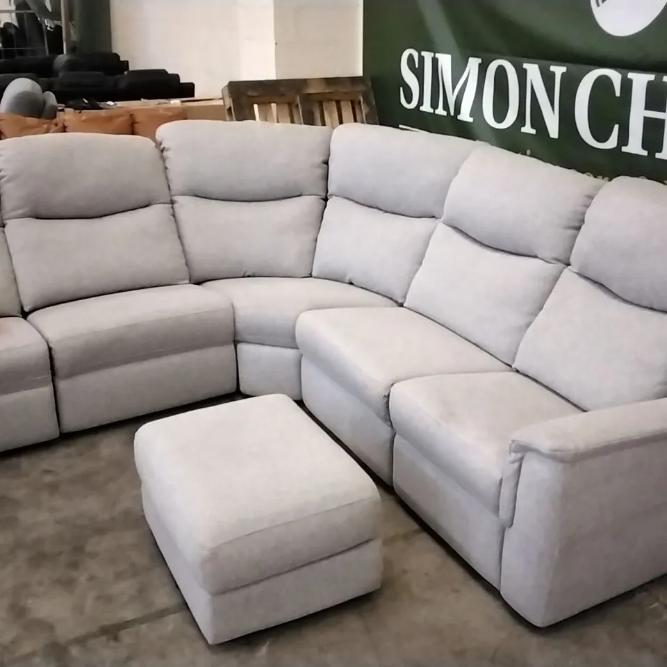 QUALITY BRITISH DESIGNED & MANUFACTURED G PLAN LIGHT GREY FABRIC SOFA CORNER GROUP WITH FOOTSTOOL