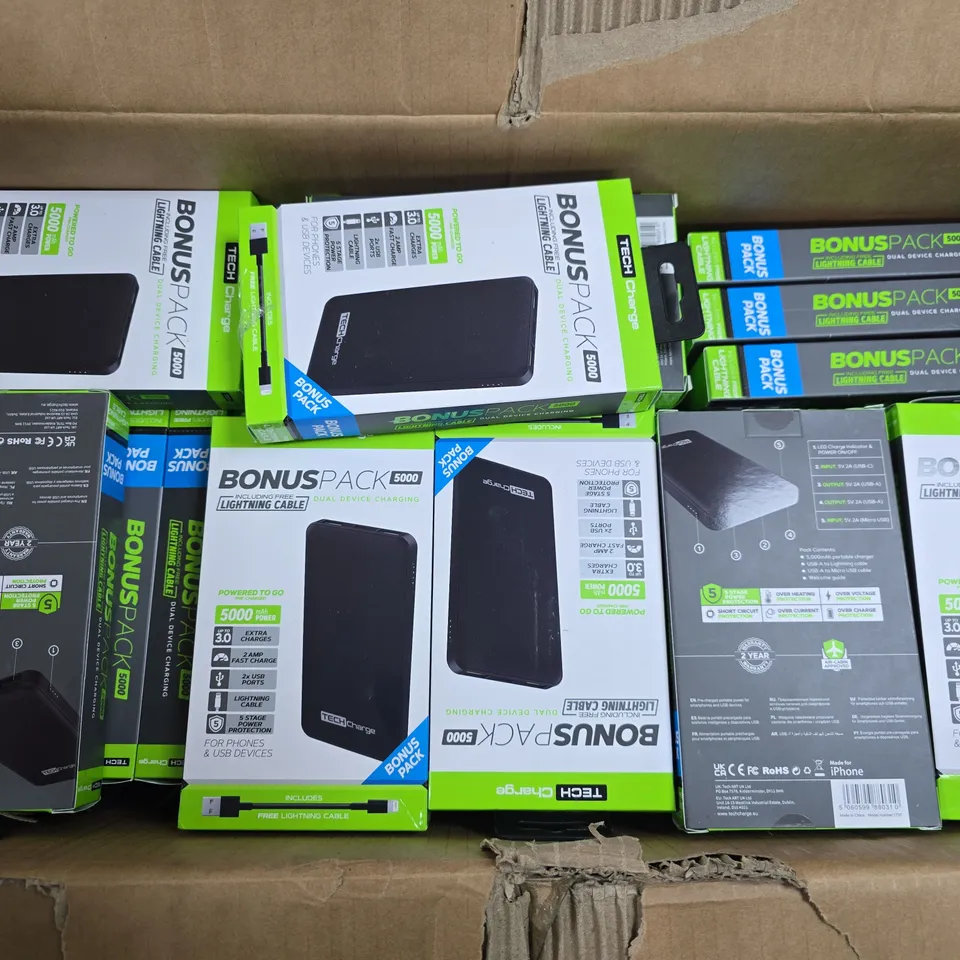 APPROXIMATELY 60 BOXED TECH CHARGE BONUS PACK 500 DUAL CHARGING DEVICES - COLLECTION ONLY