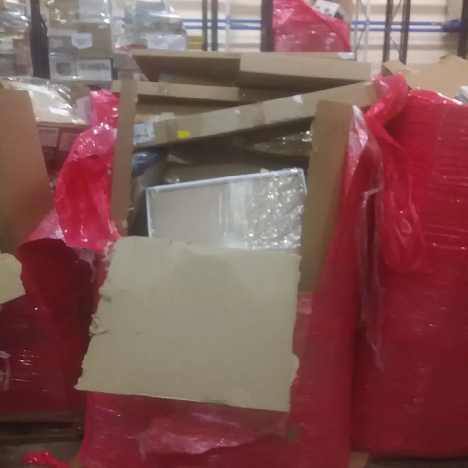 PALLET OF ASSORTED HOUSEHOLD PRODUCTS AND ITEMS, INCLUDING; TOILET SEATS, LED LIGHT, RETRACTABLE GATE, BOXED FURNITURE ETC
