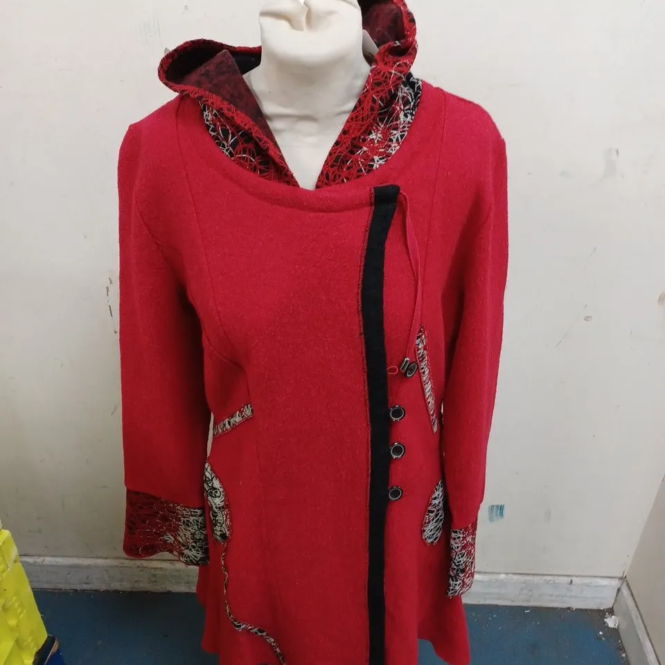 JOE BROWNS FULL ZIP WOOL BLEND COAT IN RED - 12