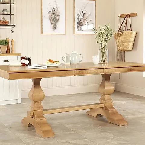 BOXED DESIGNER CAVENDISH OAK 160-200cm EXTENDING DINING TABLE (2 OF 2 BOXES)
