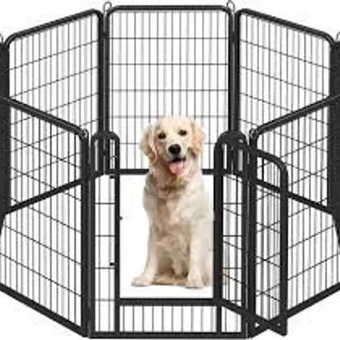 BOXED YAHEETECH SIZE 8 PANEL METAL EXERCISE PEN WITH DOOR - BLACK (1 BOX)