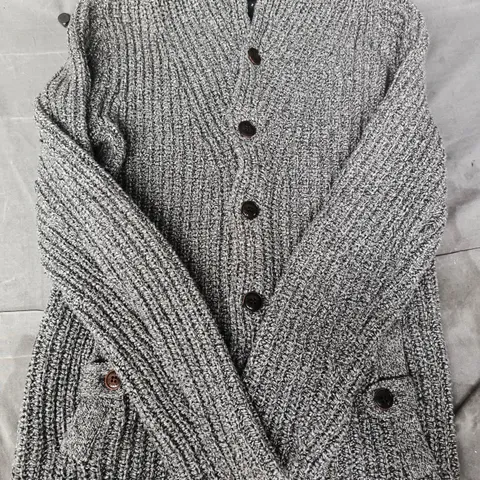 TED BAKER LONG SLEEVE THICK KNIT BUTTON-UP TOP IN GREY SIZE 2