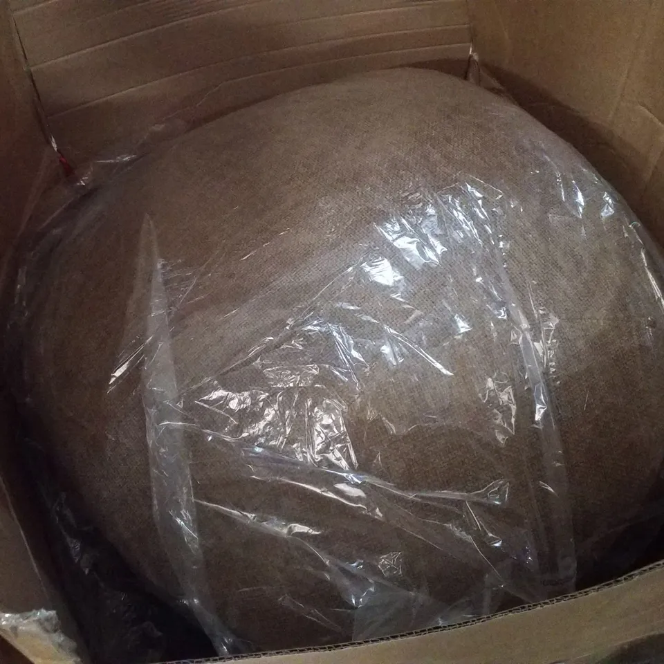 BOXED UPHOLSTERED SWIVEL ARMCHAIR WITH FOOTSTOOL - BROWN FABRIC