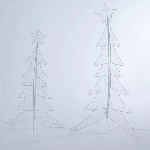 SET OF 2 METAL CHRISTMAS TREE OUTDOOR LIGHTS
