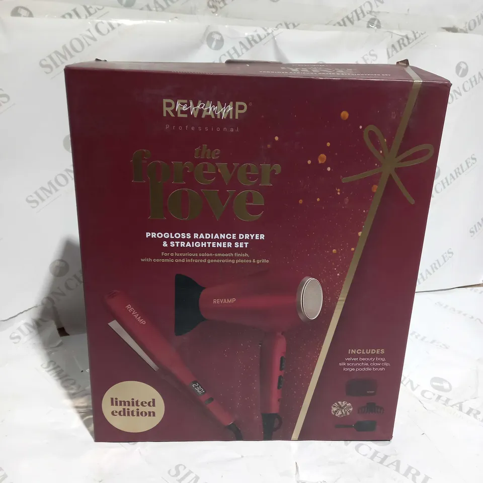 BOXED REVAMP PROGLOSS RADIANCE DRYER AND STRIGHTENER SET 