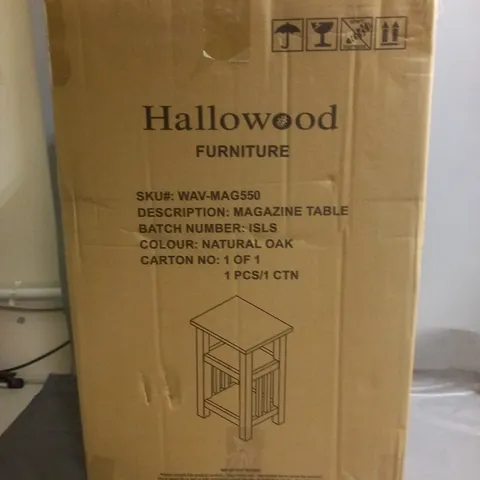 BOXED HALLOWOOD FURNITURE MAGAZINE TABLE IN NATURAL OAK COLOUR