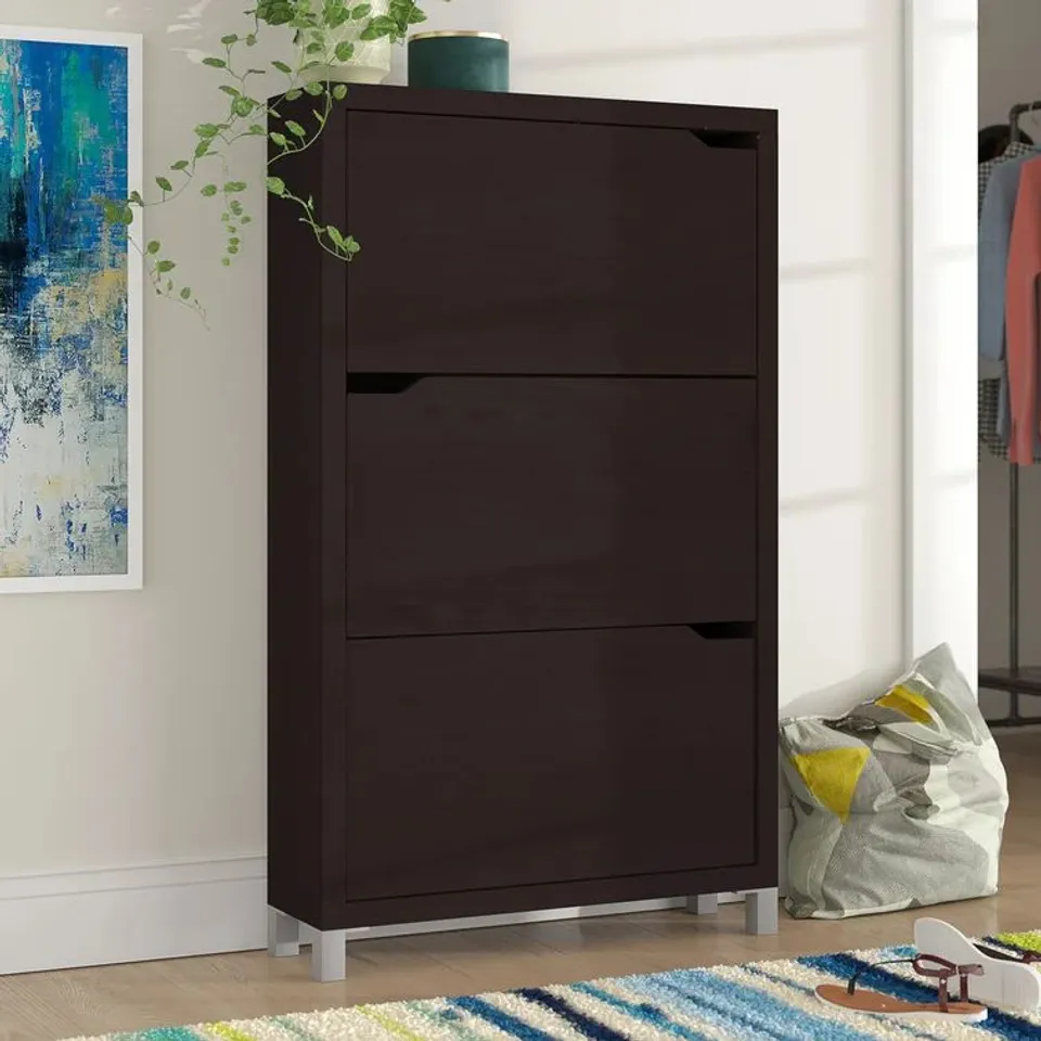 BOXED 18 PAIR SHOE STORAGE CABINET 