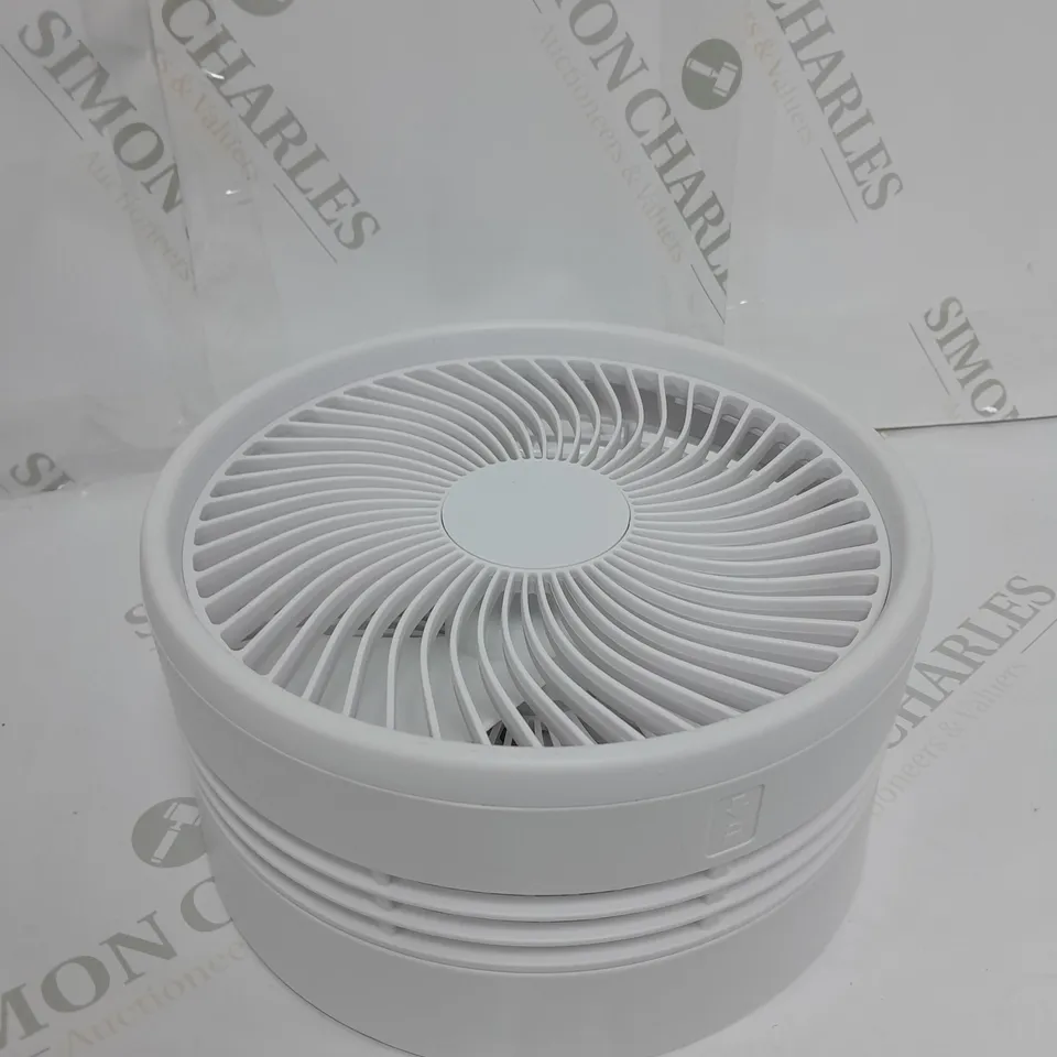 BOXED BELL & HOWELL RECHARGEABLE EXTENDABLE DESK & FLOOR FAN, WHITE