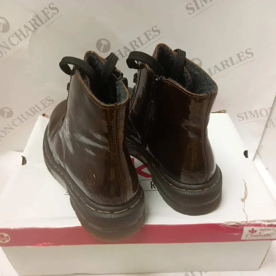 RIEKER LACE ANKLE BOOT BRONZE - SIZE 7