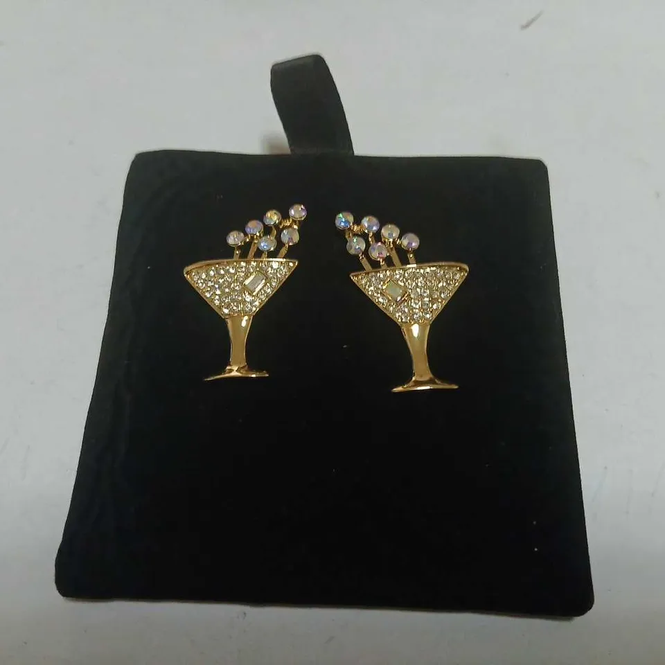 BUTLER & WILSON CHAMPAGNE GLASS STUD EARRINGS