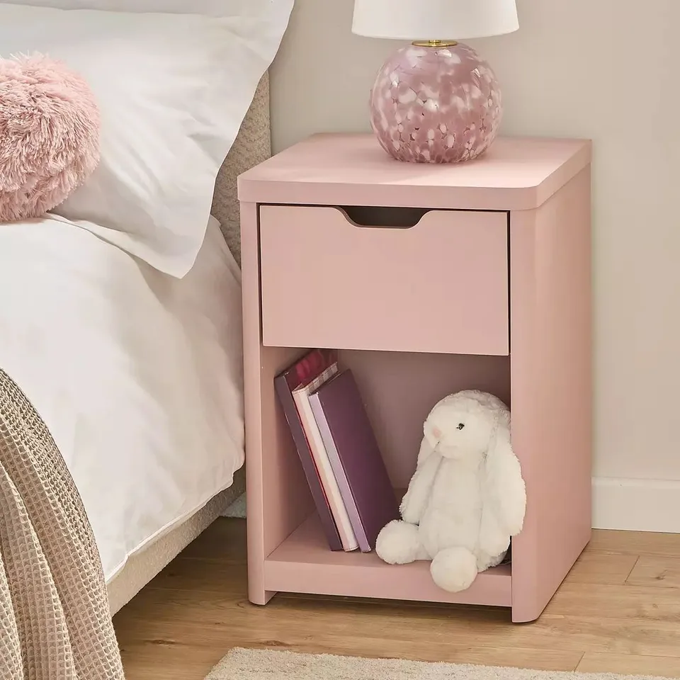 ASPEN 1 DRAWER BEDSIDE CHEST - PINK 