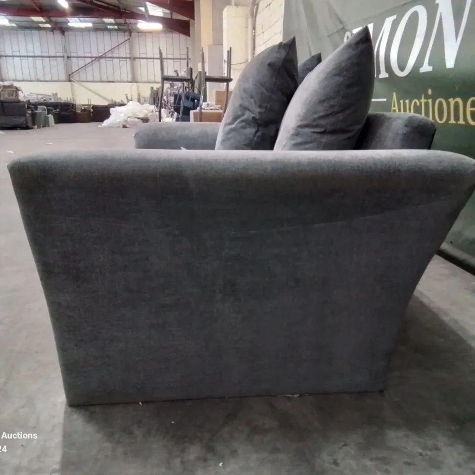 QUALITY DESIGNER 2 SEATER FABRIC UPHOLSTERED GREY SOFA