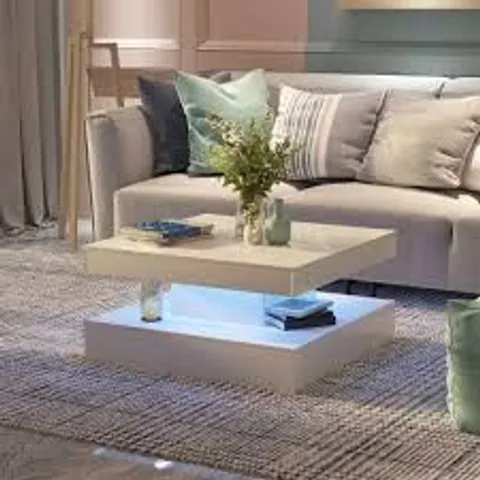 BOXED CHARVEZ SOLID COFFEE TABLE WITH 16 COLOURS LED LIGHTS 78×78CM
