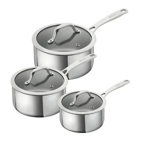 BOXED KUHN RIKON ALLROUND STAINLESS STEEL INDUCTION SAFE 3-PIECE SAUCEPAN SET (1 BOX)