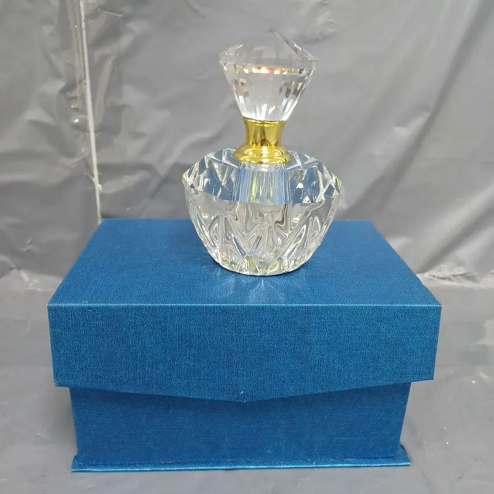 DIAMOND CUT GLASS PERFUME BOTTLE