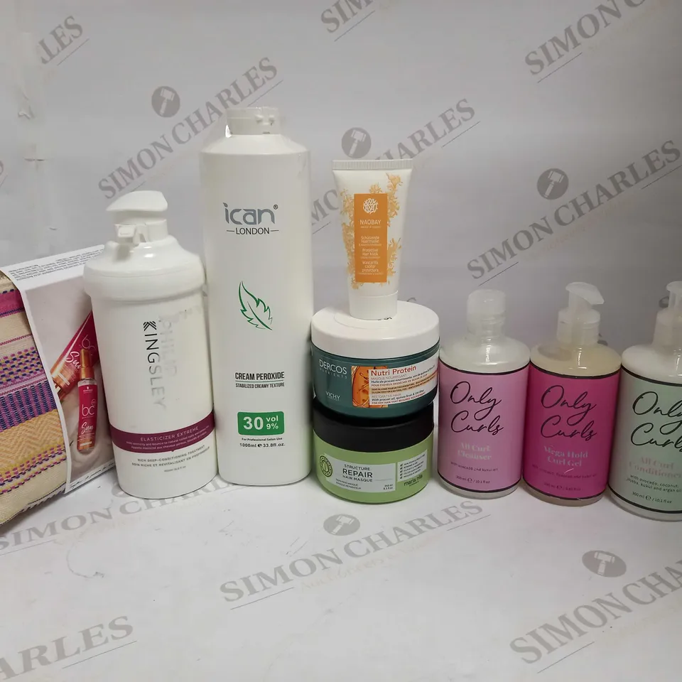 LOT OF 10 DESIGNER HAIR CARE ITEMS, TO INCLUDE PHILIP KINGSLEY, ICAN, VICHY, ETC