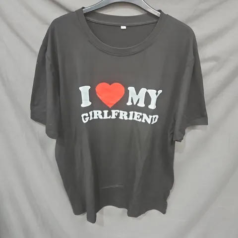 BLACK T-SHIRT WITH 'I ♥ MY GIRLFRIEND' GRAPHIC SIZE L