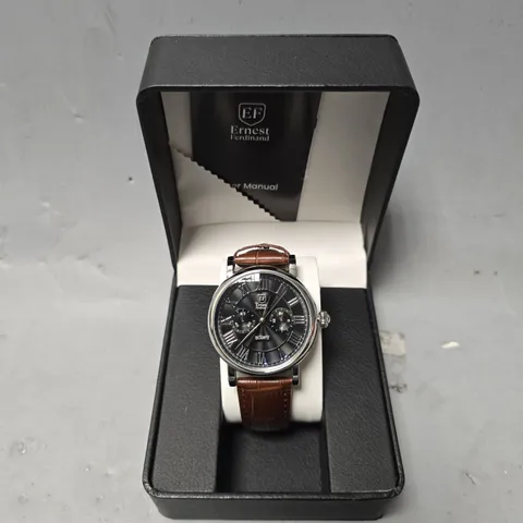 ERNEST FERDINAND WATCH β FUNCTIONING SUB DIALS β LEATHER STRAP β GIFT BOX