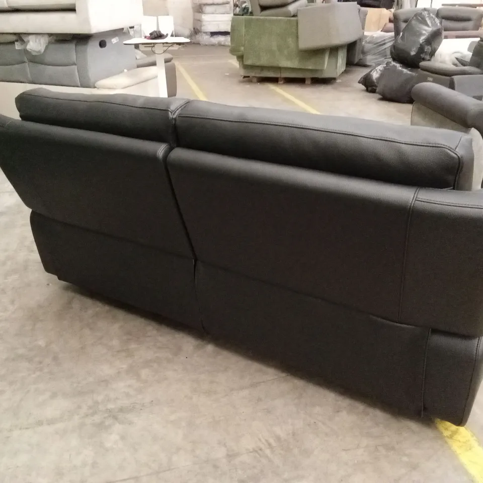 EDISON 3 SEATER LUXURY FAUX LEATHER MANUAL RECLINER SOFA - BLACK RRP £799