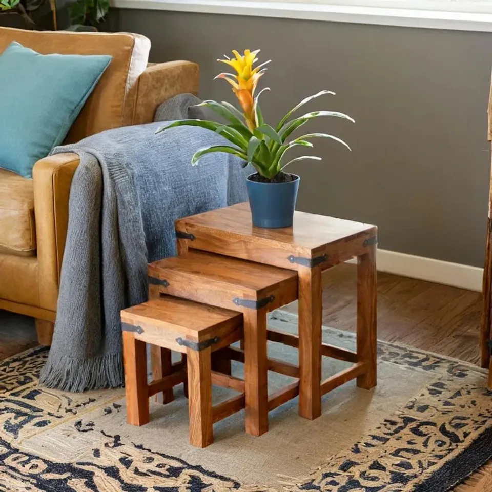 BOXED YUMA SHEESHAM 3 PIECE NEST OF TABLES