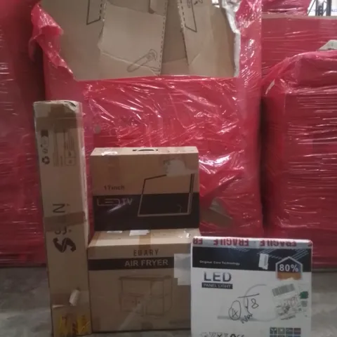 PALLET OF ASSORTED HOUSEHOLD GOODS AND FURNITURE TO INCLUDE; EUARY AIRFRYER, 17INCH LED TV, LED PANEL LIGHT ETC