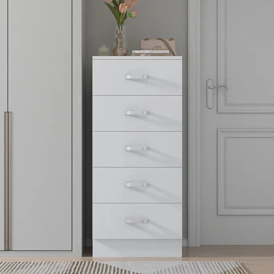 BOXED NAEVIA 5-DRAWER CHEST OF DRAWERS 