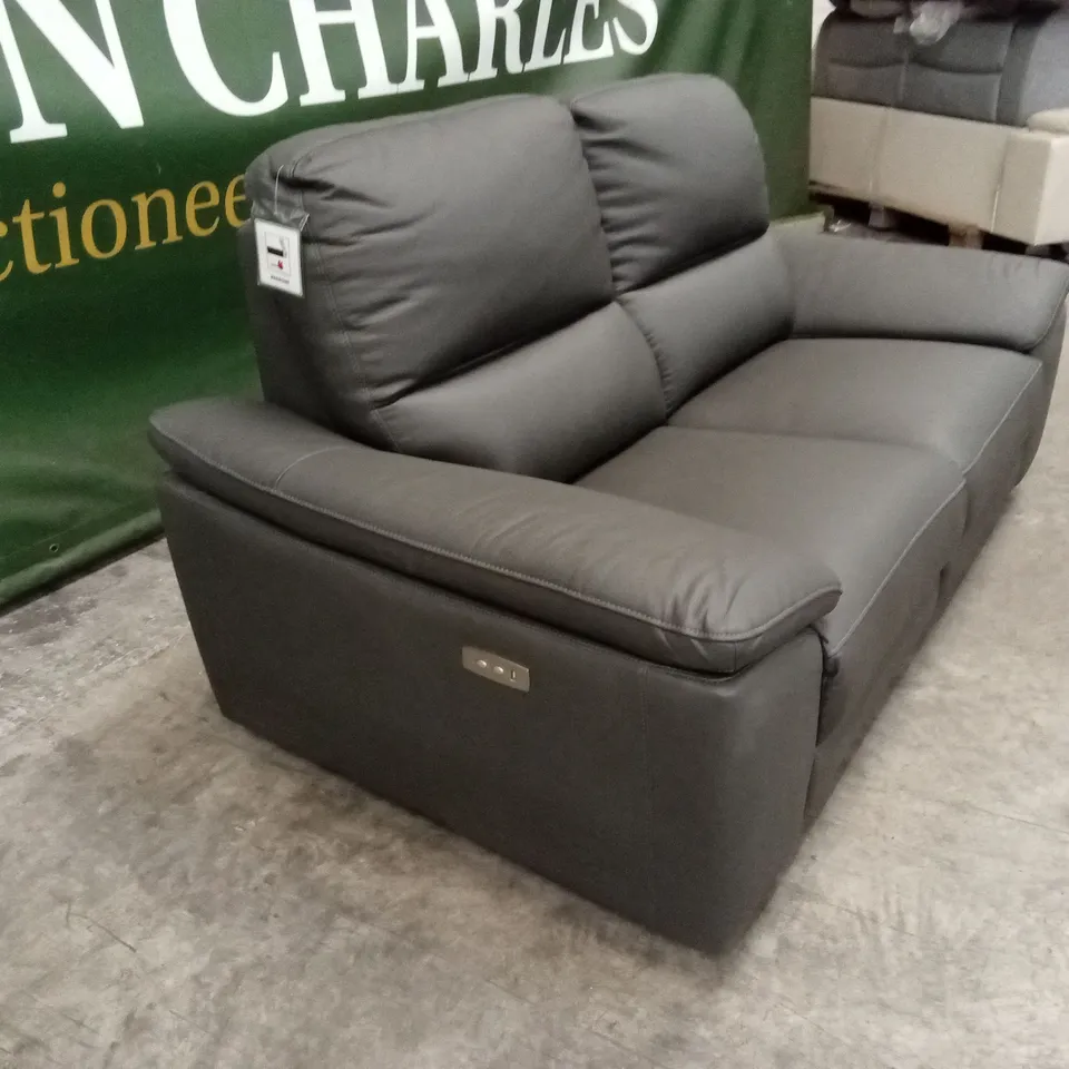 PAVILION 2 SEATER LEATHER/FAUX LEATHER POWER RECLINER SOFA - CHARCOAL RRP £949