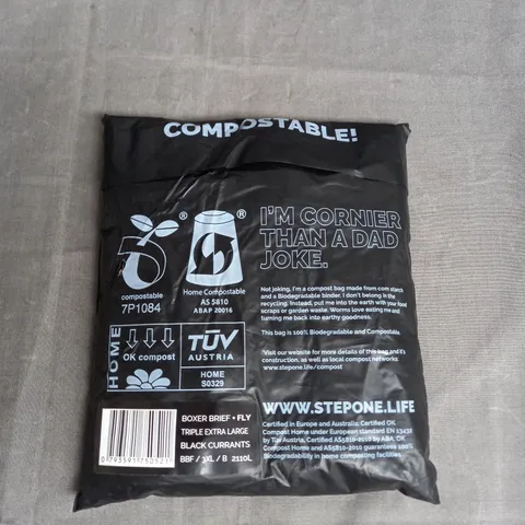 STEP ONE BOXER BRIEF + FLY IN BLACK CURRENTS SIZE 3XL