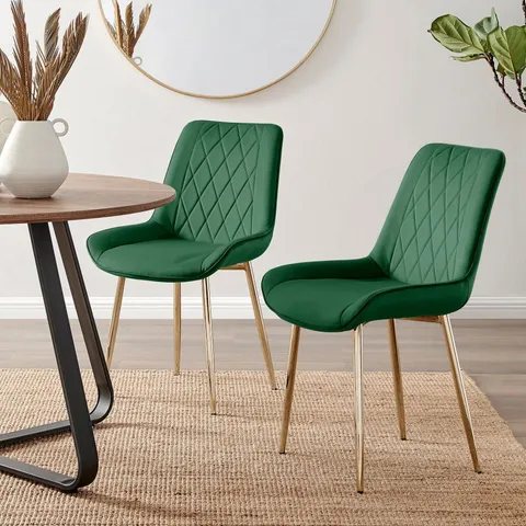 BOXED FURNITUREBOX PESARO VELVET LUXURY DINING CHAIRS (SET OF 2) - GREY/BLACK LEGS (1 BOX)