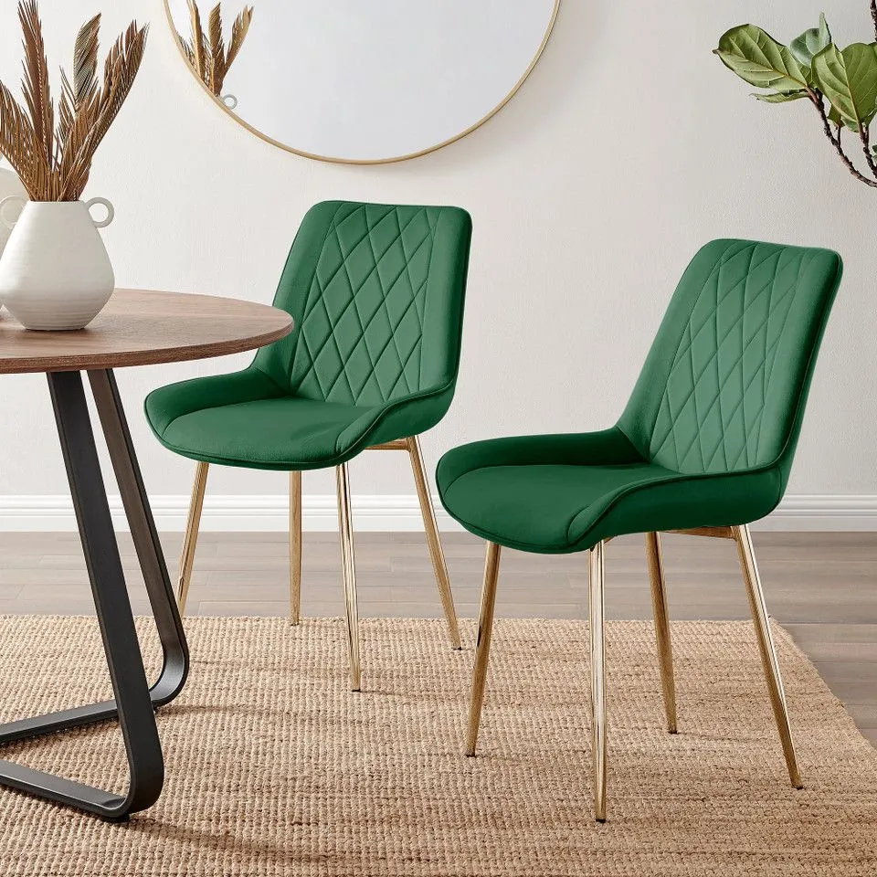 BOXED FURNITUREBOX PESARO VELVET LUXURY DINING CHAIRS (SET OF 2) - GREY/BLACK LEGS (1 BOX)