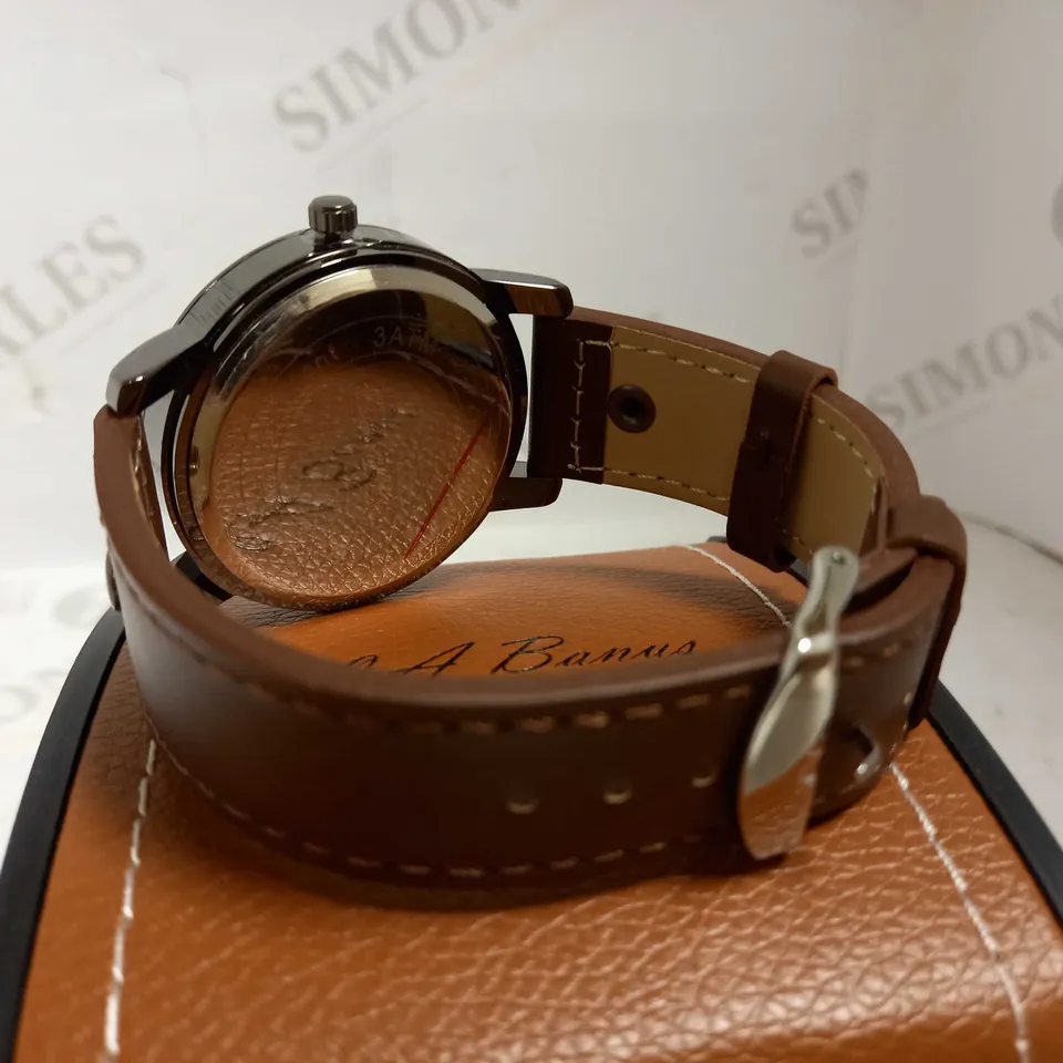 LA BANUS COFFEE COLOUR LEATHER STRAP WRISTWATCH  RRP £500