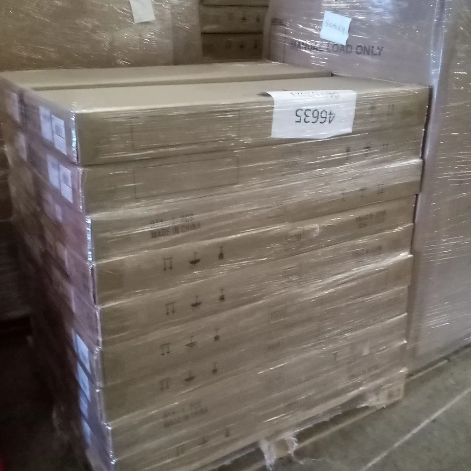 PALLET OF APPROXIMATELY 18 BOXED L-SHAPED COMPUTER DESKS 