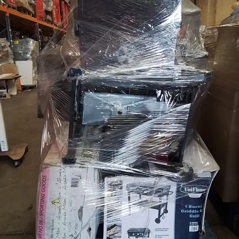PALLET OF GARDEN PRODUCTS TO INCLUDE;TRAMPOLINE,BARBECUES