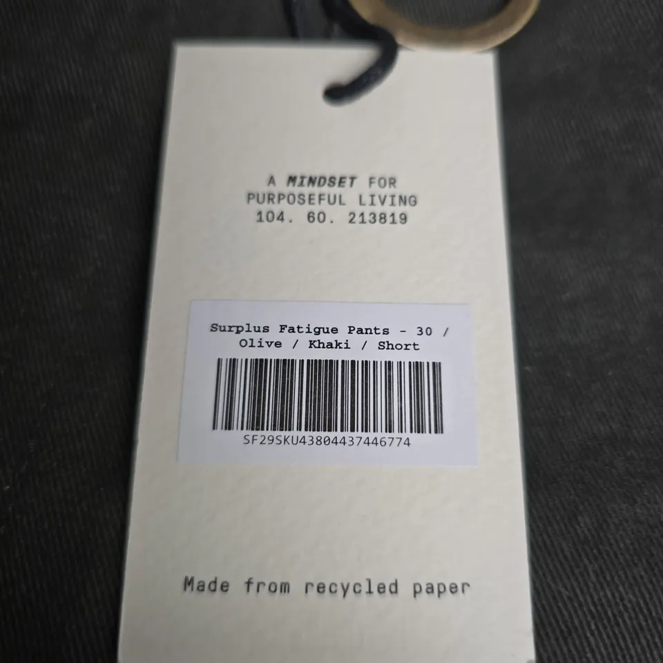 P&CO SURPLUS FATIGUE PANTS – OLIVE/KHAKI, SHORT, WAIST 30 (UK 30)